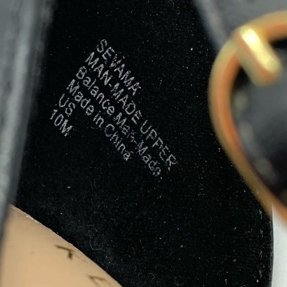 Kelly & Katie Pointed Toe Black Strappy Black Pumps With Gold Trim Heel Sz 10M - Picture 9 of 12